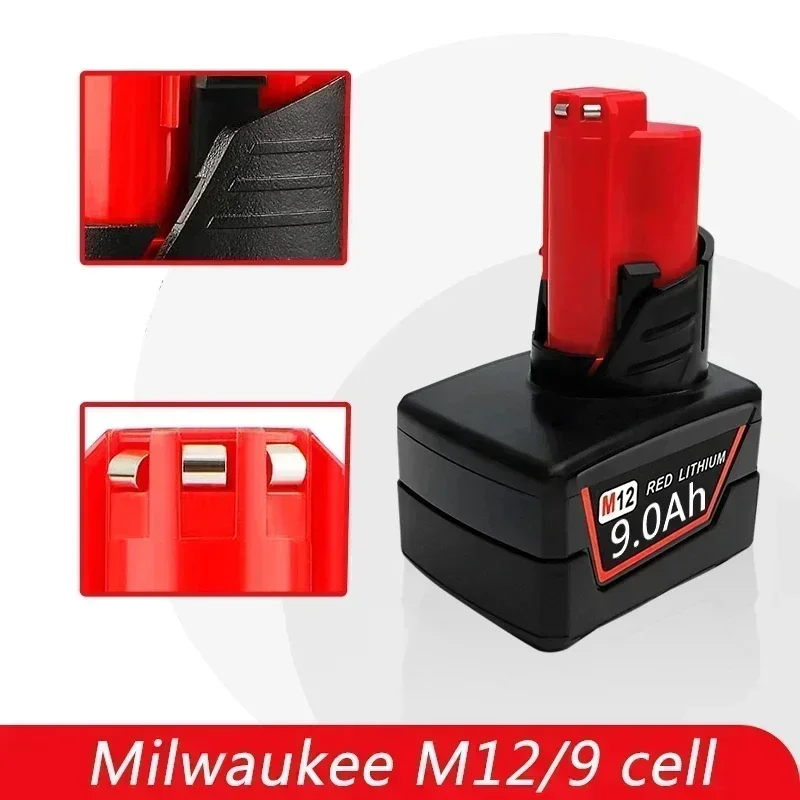 12V 3.0/6.0/9.0Ah Replacement Battery For Milwaukee M12 XC 48-11-2401, 48-11-2402, 48-11-2420, 48-11-2411,48-11-2412,M12B2,M12B4