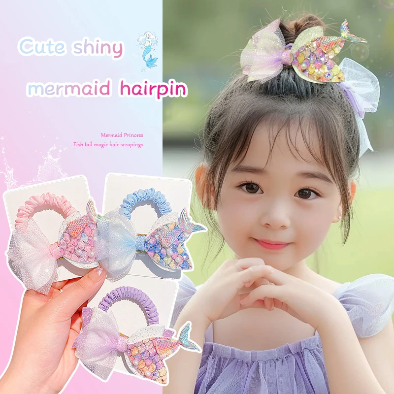 

Sequin Mermaid Tail Princess Kids Hair Ropes Sweet Girl Elastic Rubber Bands Fairy Colorful Headdress Kids Hair Accessories