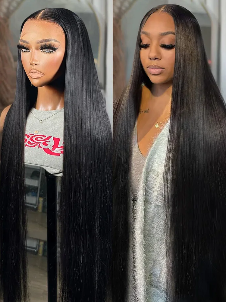 30 40 Inch 13x4 HD Transparent Lace Frontal Human Hair Wigs Bone Straight 13x6 Lace Front 5x5 Closure Glueless Wig Ready to Wear