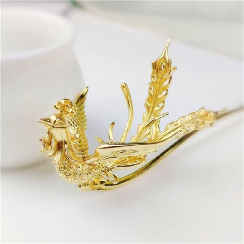 Chinese Style Original s925 Silver Ancient Gold Craft Phoenix hair jewelry Fine Design Classical tiara Hanfu Accessories