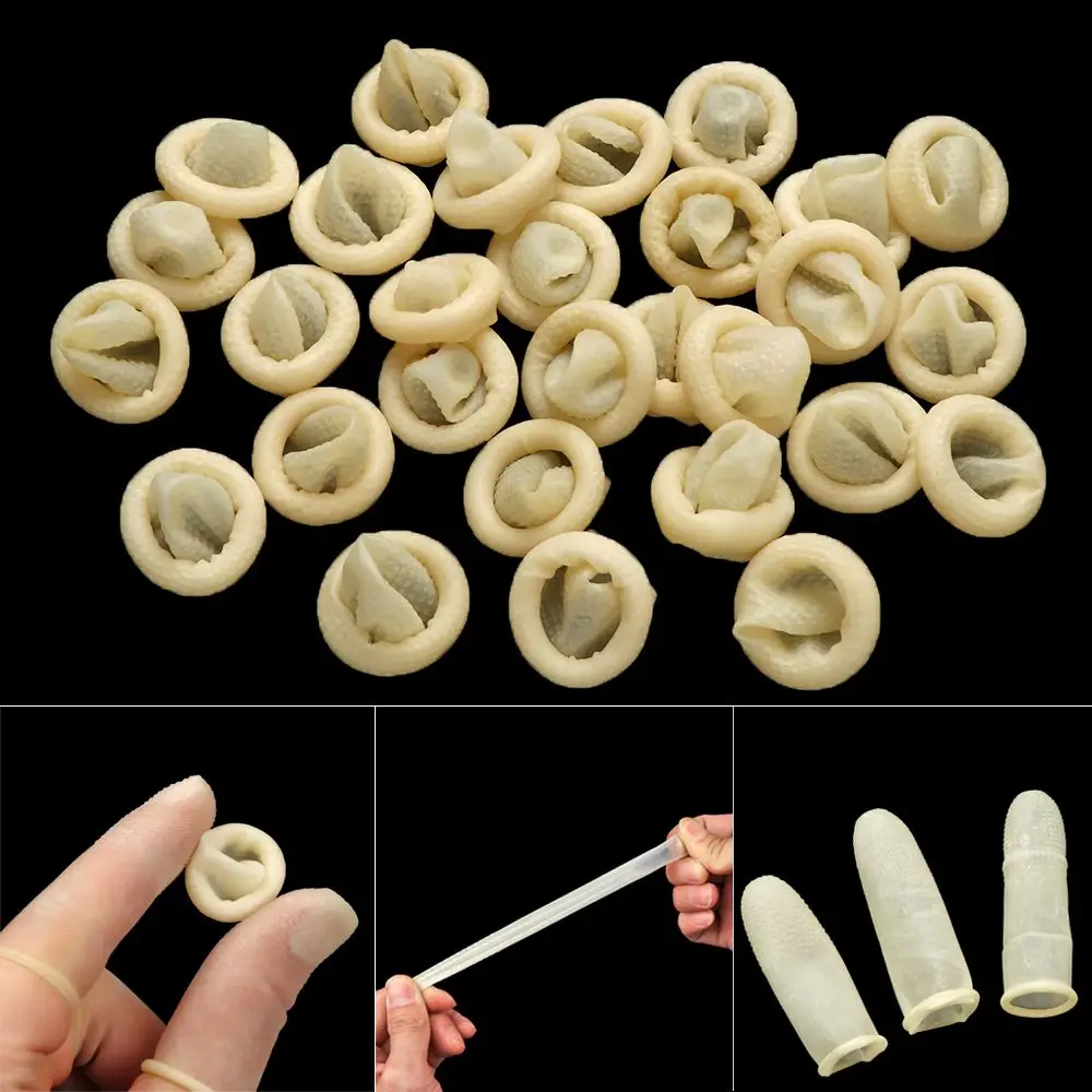 100PCS Reusable Nail Art Tool Natural Latex Rubber Gloves Finger Cover Protector Gloves White Finger Cots