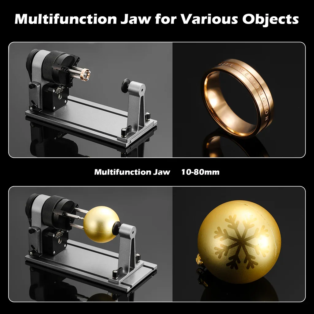 WAINLUX Akcesoria do grawerowania laserowego Zestaw 3 w 1 do maszyn do grawerowania K10 X1 L8 Z6 Uchwyt wieloszczękowy do pierścieni, butelek,