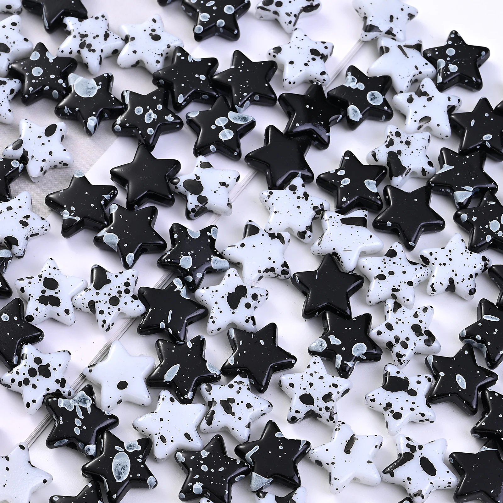 حبات نجمة خماسية المدببة لصنع المجوهرات ، لوحات أكريليك ، حبر نقطي ، إحساس فني ، سوار يدوي الصنع ، 30 من DIY #3