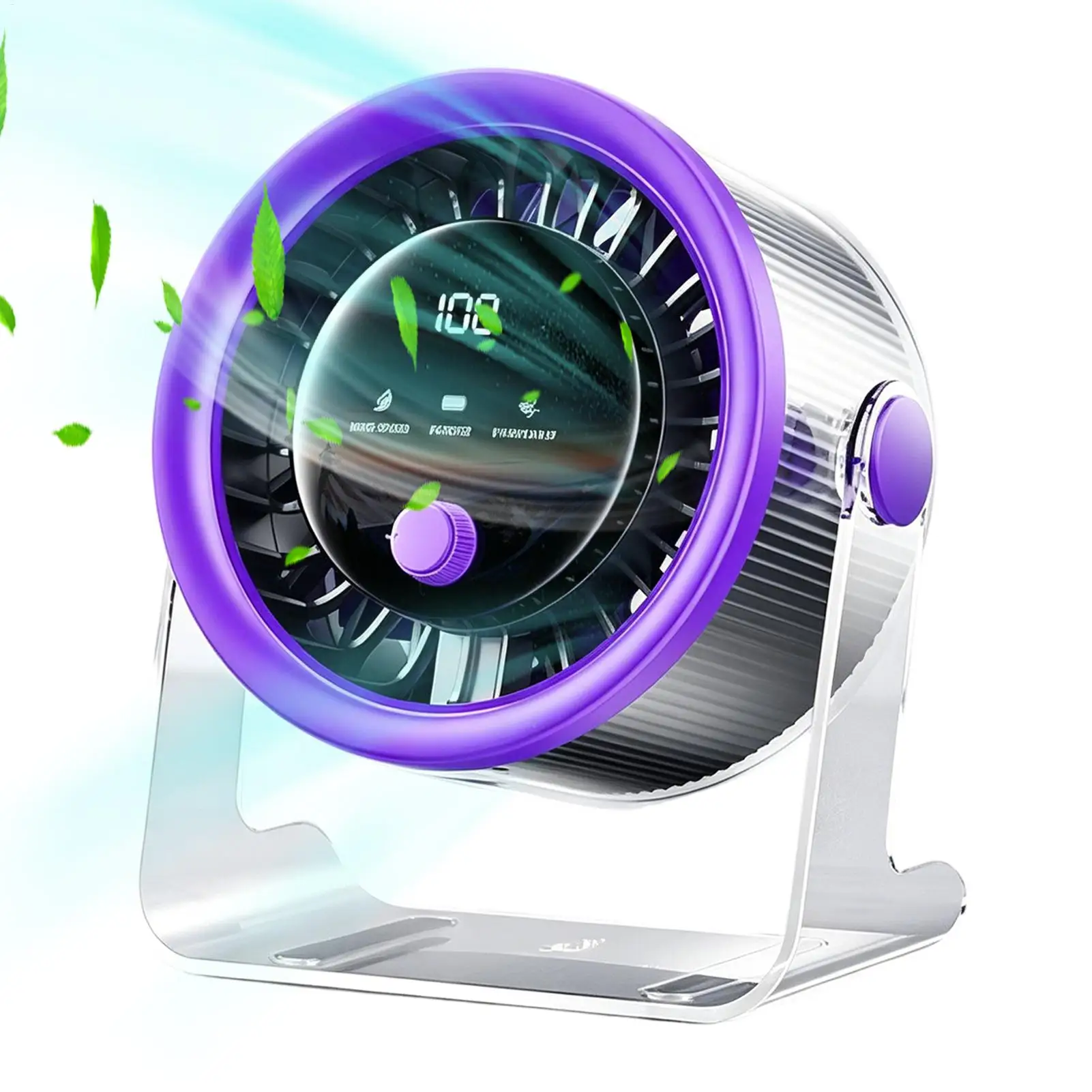 Mini rechargeable USB desktop fan Silent desktop fan 2000mAh Rechargeable Quiet Blower with LED Display office Table Fan