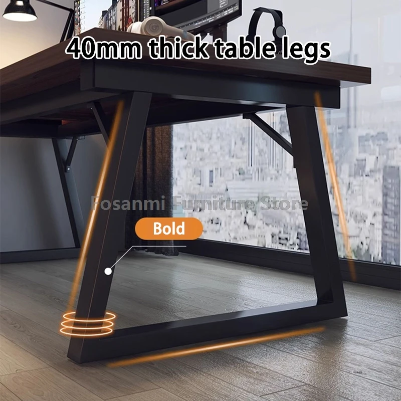 간단한 컴퓨터 테이블 의자 세트, 모던한 직사각형 게임용/업무용 책상 및 의자 세트, 메쉬 의자 가구가 있는 홈 오피스 책상