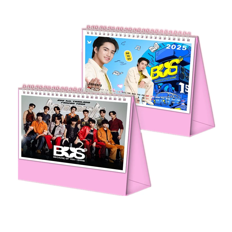 2025 حافلة المجموعة التايلاندية للأولاد بسببك، I Shine Calendar Khunpol Alan Jeff Mike Characters Desk Calendar 2025.01-2025.12 #4