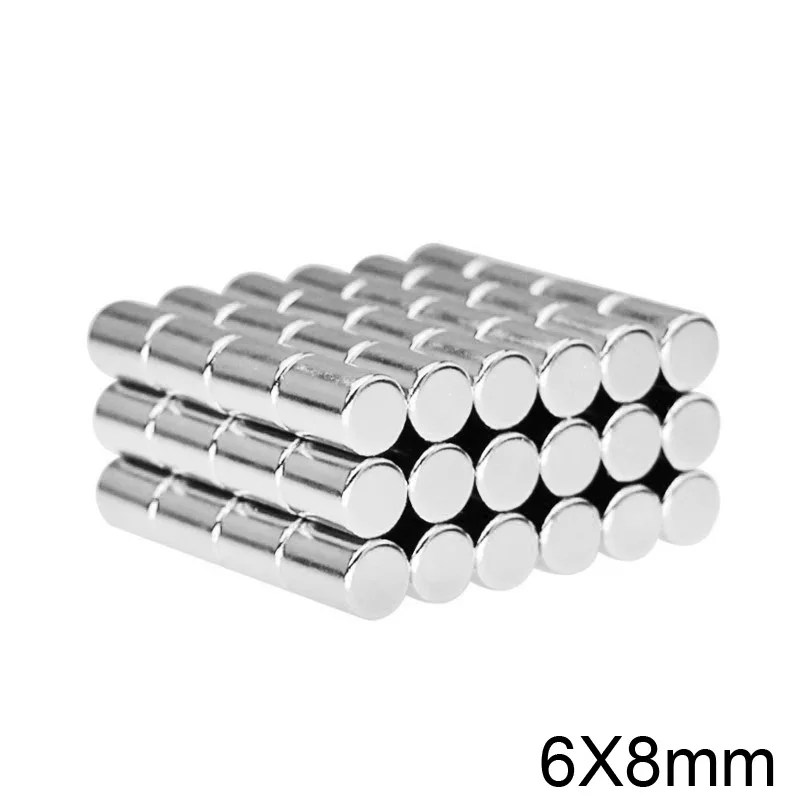 6x8mm Thinck Ímãs poderosos 6mm x 8mm Pequenos ímãs redondos 6x8 para geladeiras domésticas, escritórios DIY 6*8