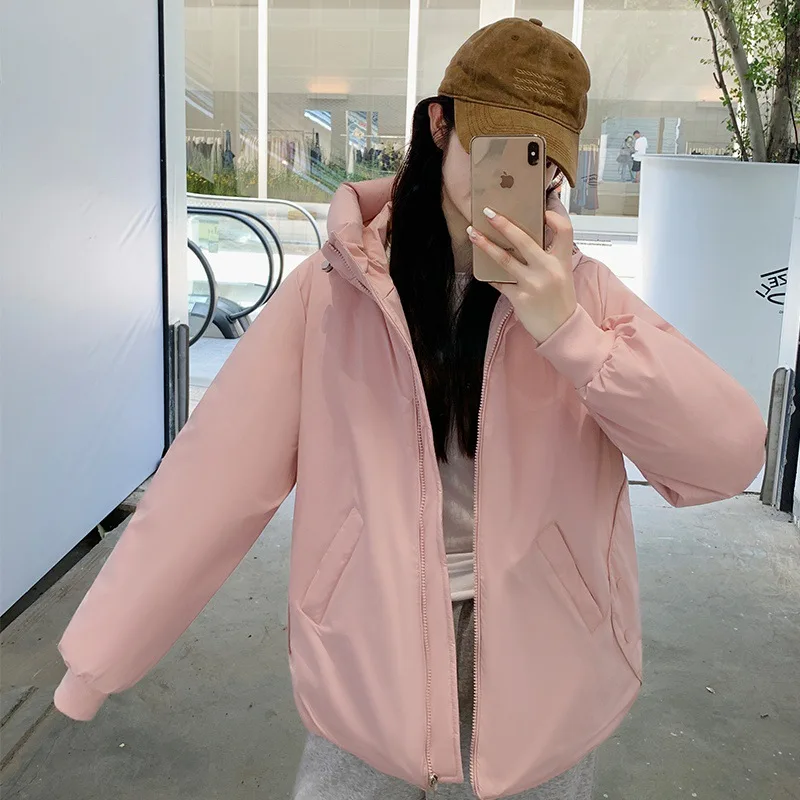 Frauen Parkas Kurze Mäntel Stehkragen Mit Kapuze Zipper Jacken Arbeit Dicke Warme Y2k Streetwear Elegante Jacke Herbst Winter 2025