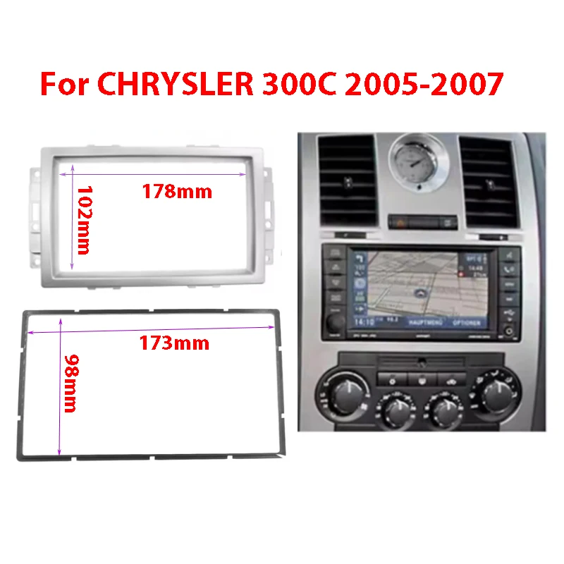

2 Din Car Radio Fascia Audio Frame Cover Stereo DVD Player GPS Fascias Bezel Trim Kit for CHRYSLER 300C 2005-2007 dvd frame