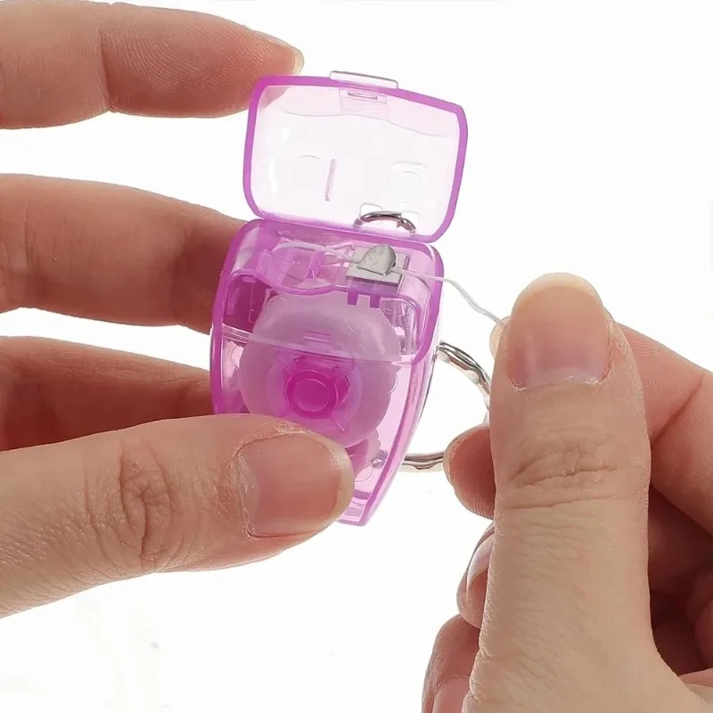 10pcs Dental Floss with Key Chain Teeth Cleaning Oral Care Tools Portable Tooth Shape Keychain Flosser Picks Toothpicks Hot