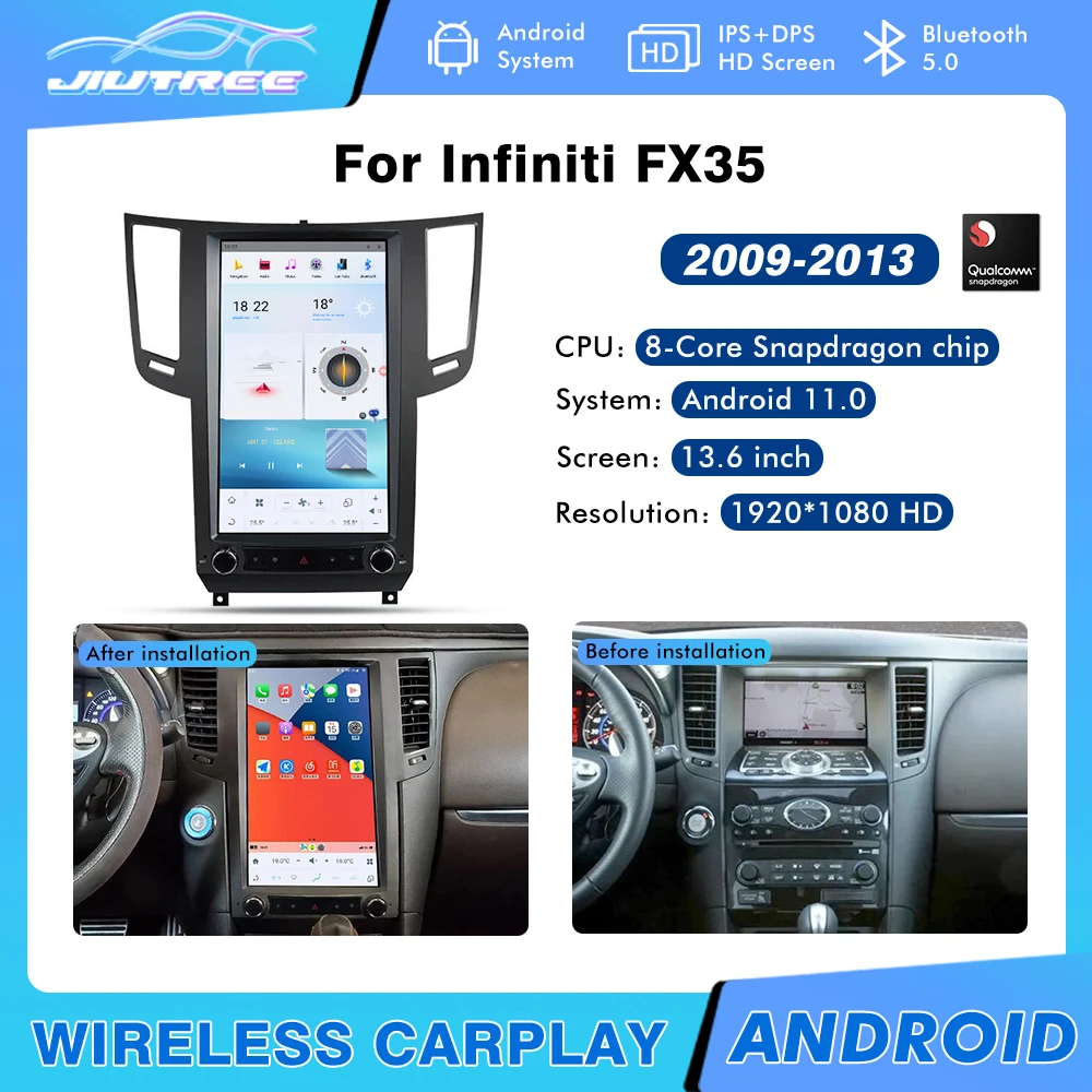 

Android 11 For Infiniti FX35 QX70 2009-2013 Car Radio Tesla Style Vertical 2 din DVD multimedia GPS Navigation Player Carplay