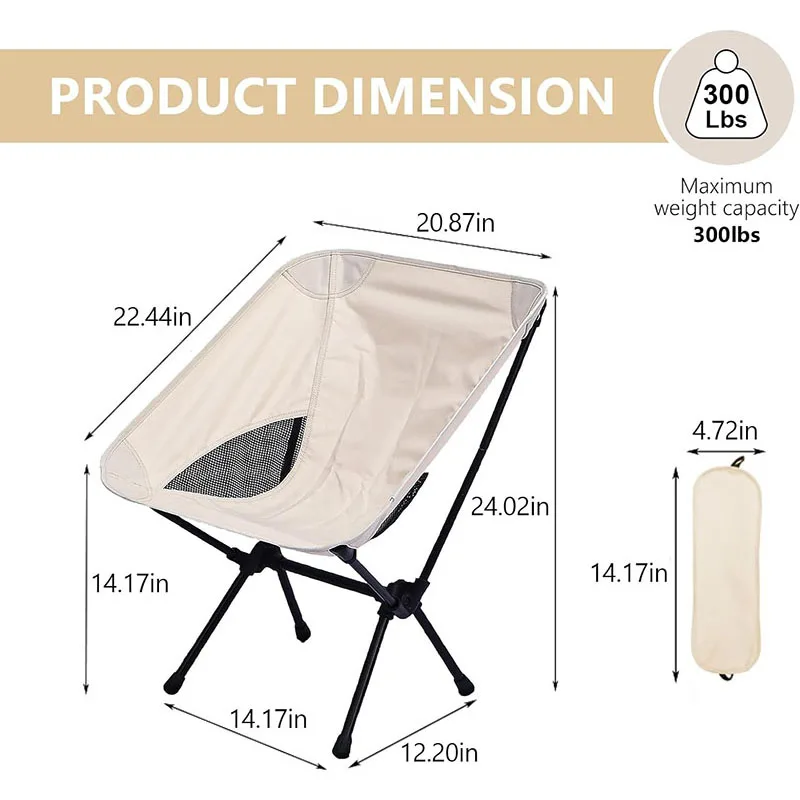 Camping Folding Chair Ultralight Portable Beach Chair Compact Lightweight for Backpacking Hiking Picnic Barbeques Fishing