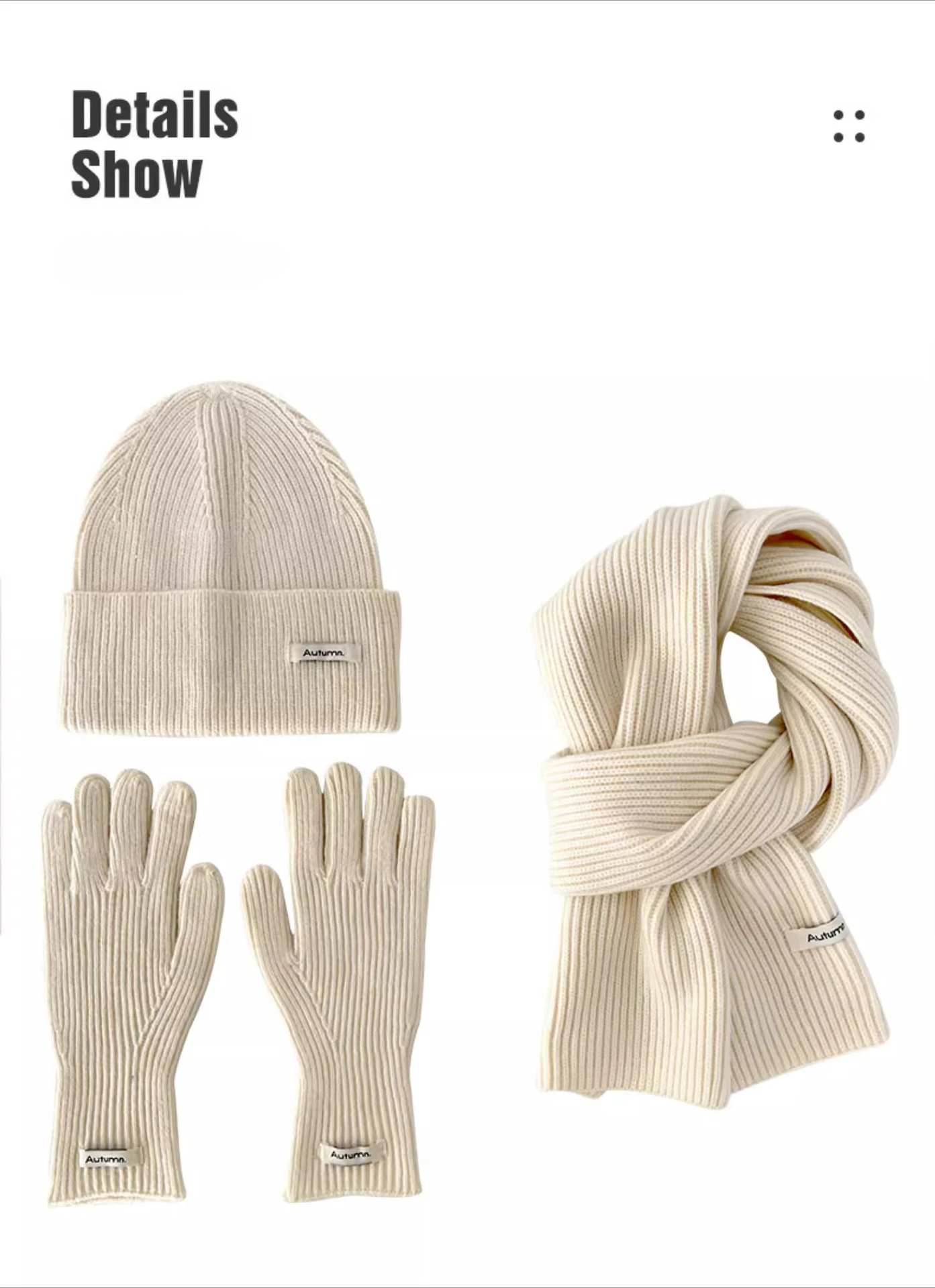 Winter Warm Knitted Hat Scarf Gloves Women's Windproof Adult Three-piece Set Scarves Solid Color Fashion Korean Hats for Women