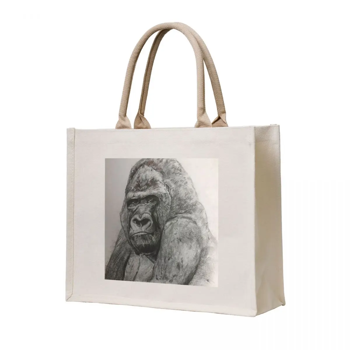 

Lowland gorilla in charcoal Tote Bag personalized tote Canvas stote bag Gift bags custom canvas bag