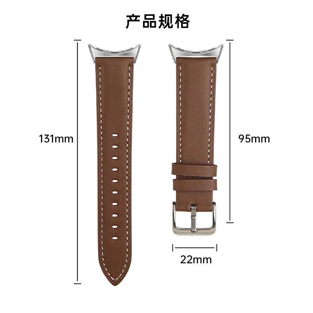 Pixel Watch 5 Genuine Leather Band Brown Strap Unisex Premium Replacement Wristband Fashion Smartwatch Accessories Classic Style