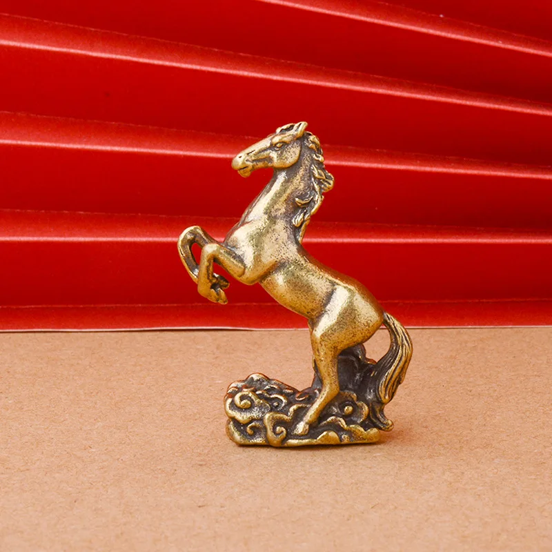 Solid Copper Running Horse Sculpture Ornaments Retro Brass Animal Feng Shui Small Statue Office Desk Home Decorations Figurines