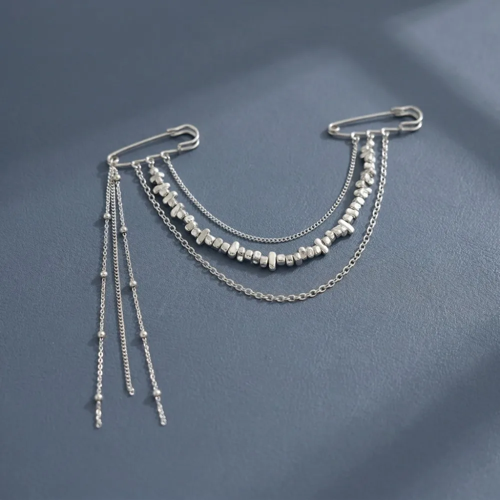 Chain Tassel Pendant Brooch Personality Alloy Multi-Layer Brooch Multipurpose Clothes Accessories Hip Hop Brooch Party Favors