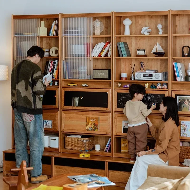Ivy book cherry wood to the living room combination card seat integrated whole wall study solid wood locker