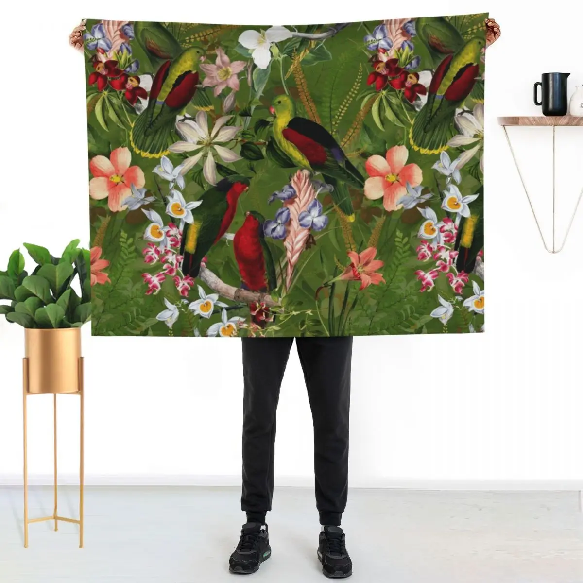 Vintage Parrot Jungle Botanical Garden 3 Throw Blanket Warm Accent Blanket for Living Room Decoration