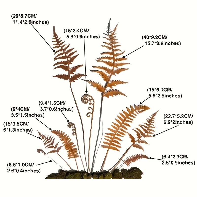 أوراق السرخس الصدئ حديقة حصة باقة معدنية الصدأ نبات معدني حصة في الهواء الطلق حديقة الفن ديكور المنزل والحديقة حلية للفناء