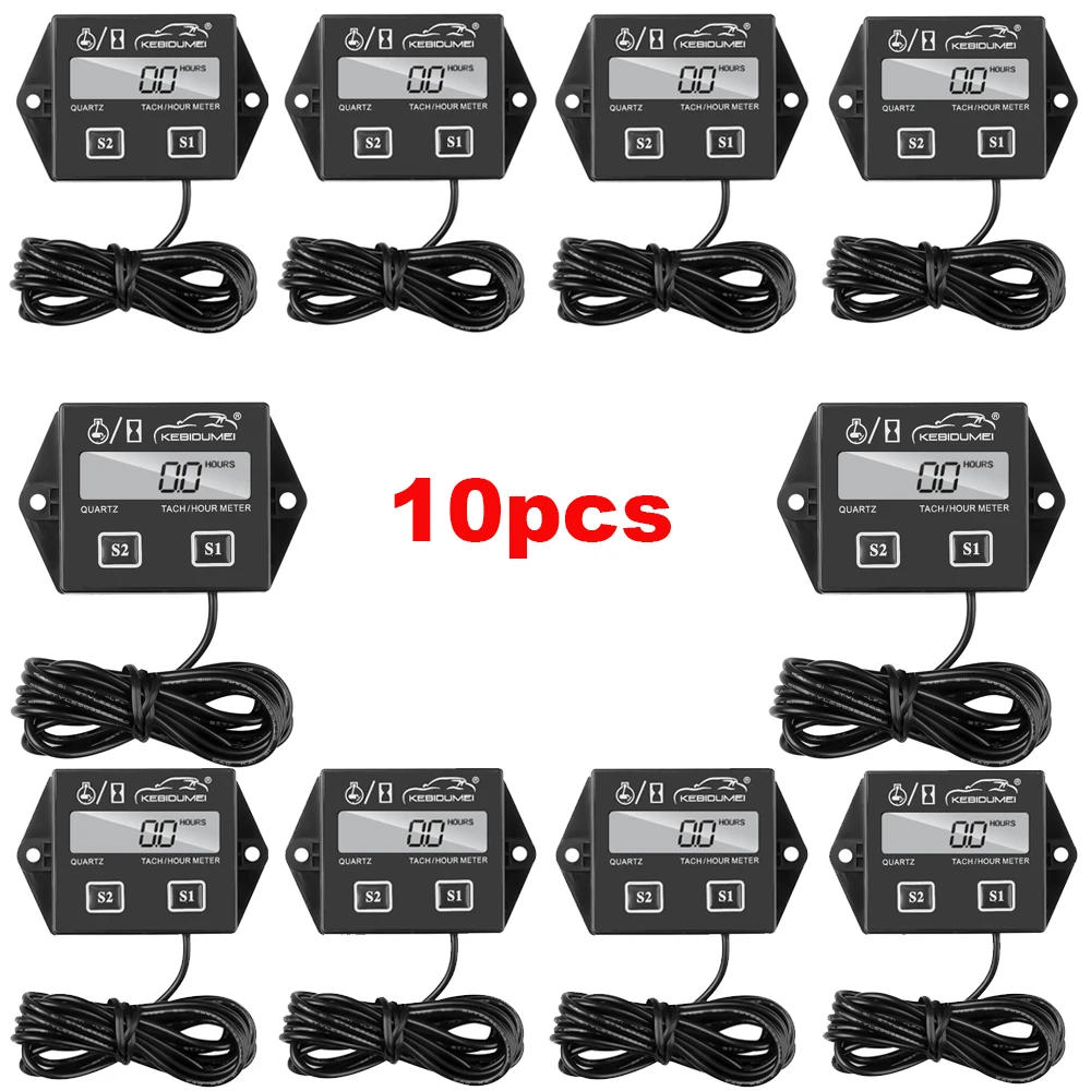 

10pcs Motorcycle Engine Tach Hour Meter guage LCD Display Waterproof Car Motor Boat Digital Tachometer for Motorbike Motor Boat