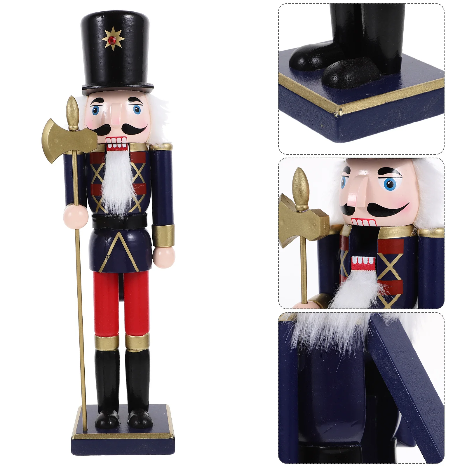 

1pc Christmas Nutcracker Wooden Desktop Decor Xmas Gift Traditional Wood Craft Ornament Festival Party Decoration