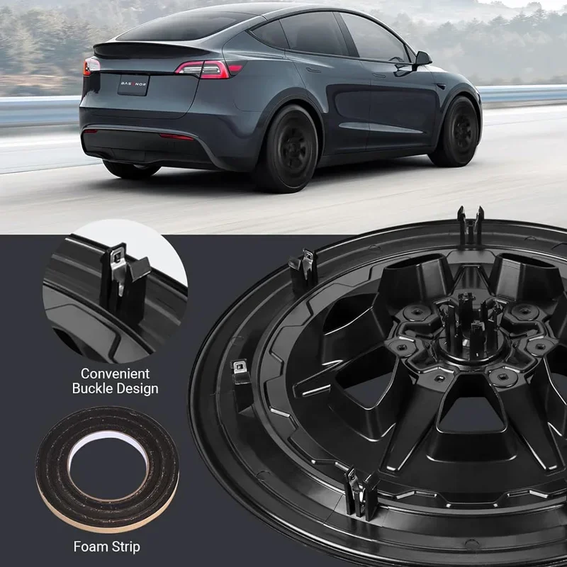 4PCS Hub Cap Performance Replacement for Tesla Model Y Wheel Cap 19-Inch  Automobile Hubcap Full Rim Cover Accessories 2019-2024