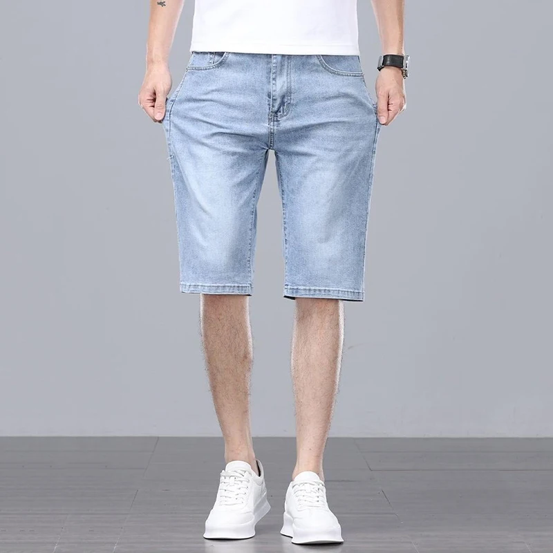 

2026 Summer New Men High Quality Ice Silk Denim Shorts Male Classic Loose Straight Leg Jeans Daily Comfortable Versatile Slacks