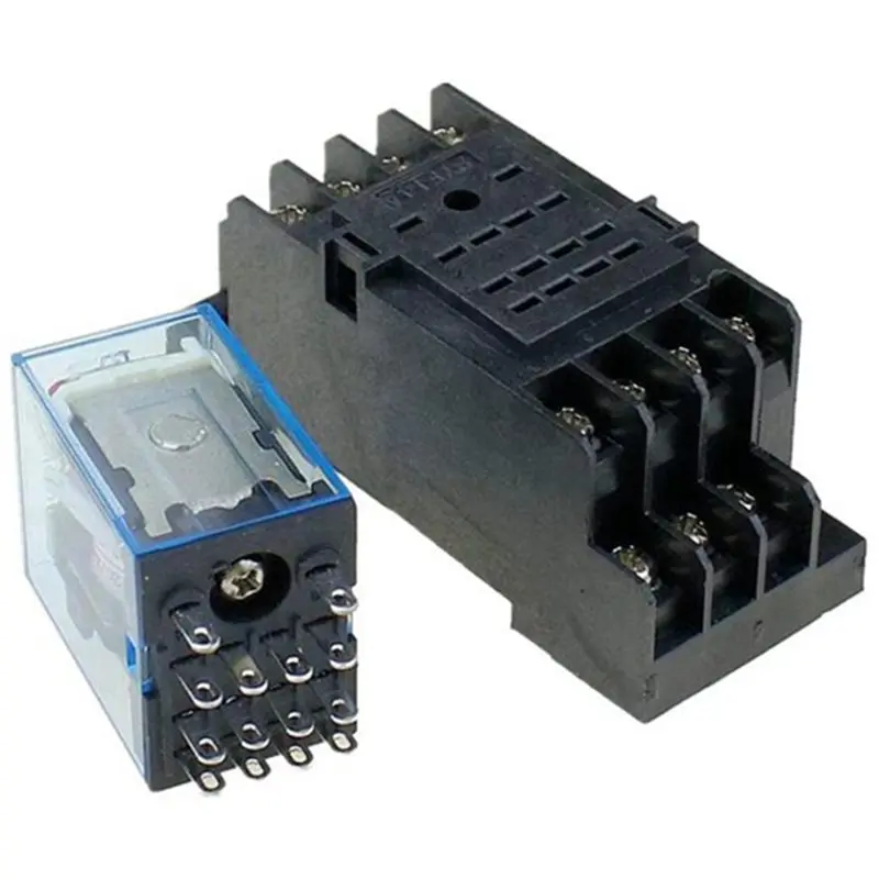 Premium-MY4NJ Power Relay 5Pcs AC220V 14PIN DPDT DIN Rail Mount With Socket Base Industrial Control
