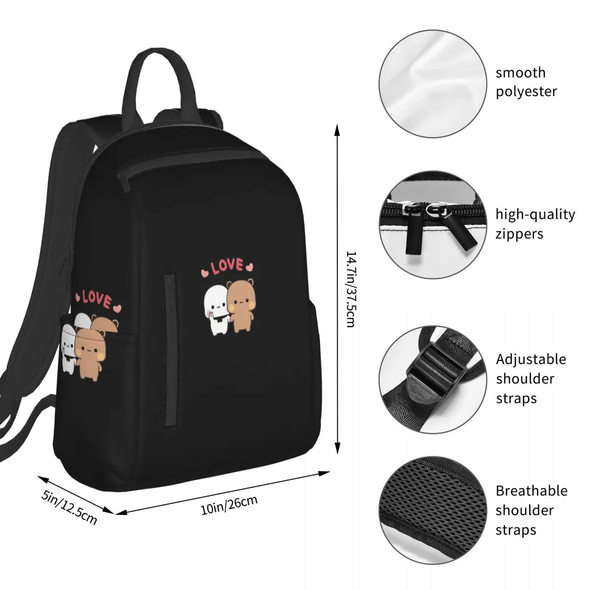 Bear And Panda Bubu Dudu Balloon (49) Backpack Student BookBag Boys Girls School Bag Computer Shoulder Bags Men Women