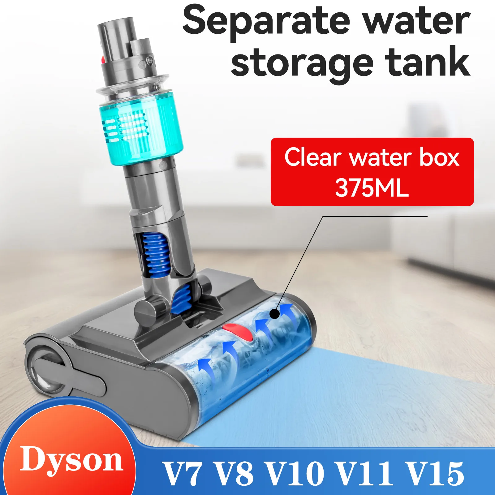 Weicher Samt-Bodenbürstenkopf für Dyson V7 V8 V10 V11 V15 Bodenreiniger Waschmoppkopf Staubsauger Leichtgewicht Laserlicht