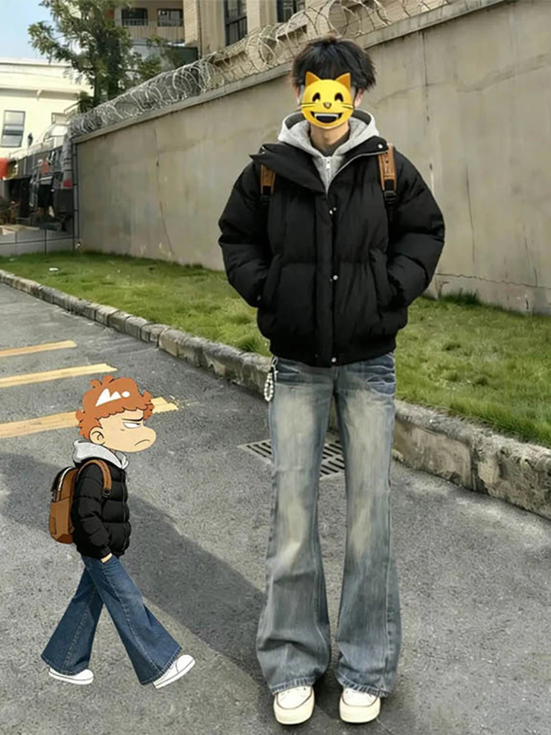 

Мужские джинсы-клеш с ретро-узором «Синяя молния», осенне-зимние, зауженные прямые брюки, повседневная одежда