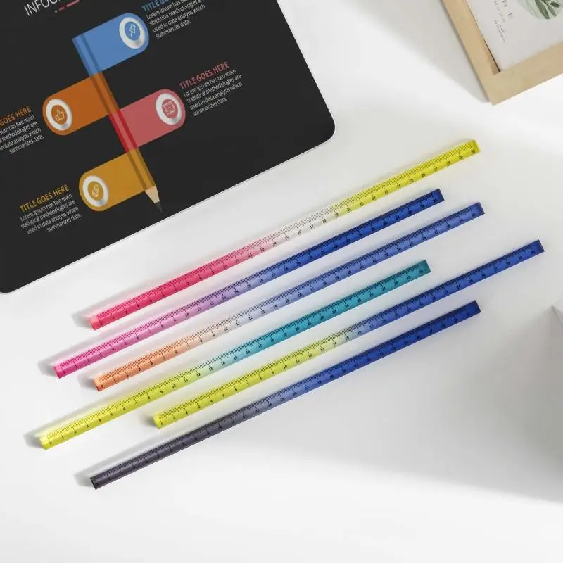 2-in-1 Colored Ruler Cube Geometric Drawing Tool Portable Math Learning Stationery for Middle School Math Exams