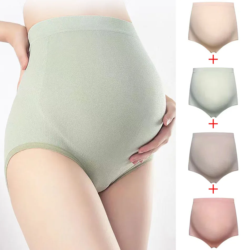 4 Pcs/Pack Maternity Panties High Waist Pregnant Underwear Belly Support Briefs for Pregnant Women Comfortable Soft Underpants