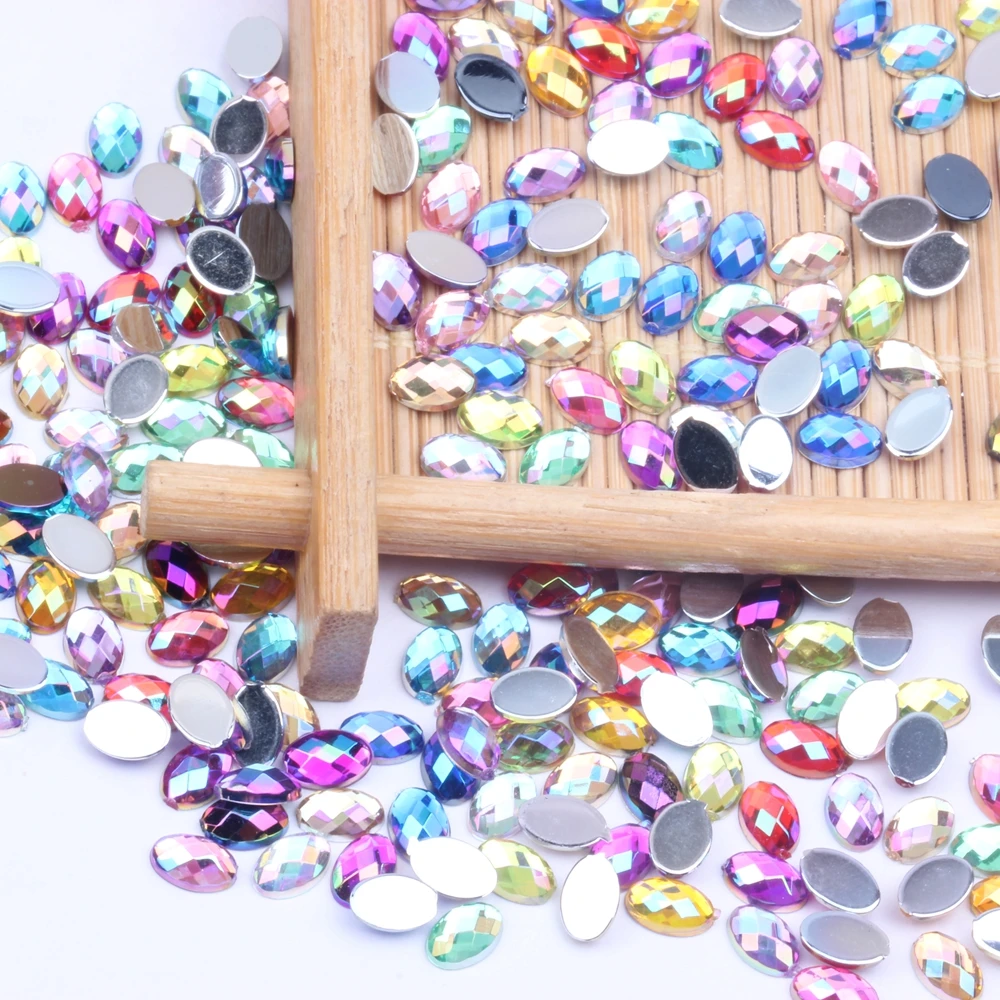 

Oval Shape Earth Facets Acrylic Rhinestones Flatback AB Colors 10000pcs 4x6mm Glue On Beads DIY Jewelry Nails Art Supplies