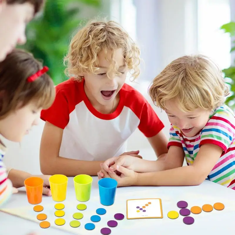Tęczowe kubki do układania Wczesna edukacja Rozwijaj zabawki Puzzle Gra logiczna Klasyfikacja kolorów i interaktywne uczenie się dla