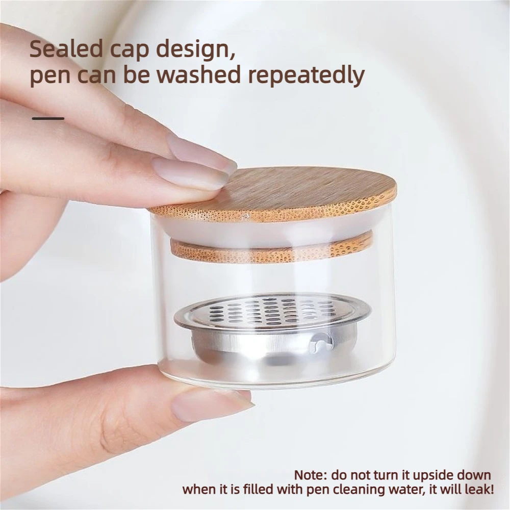 Nail Brush Washing Cup with Lid Acrylic Liquid Dappen Dish for Nail Art Brush Cleaning Essential Manicure Salon Accessories