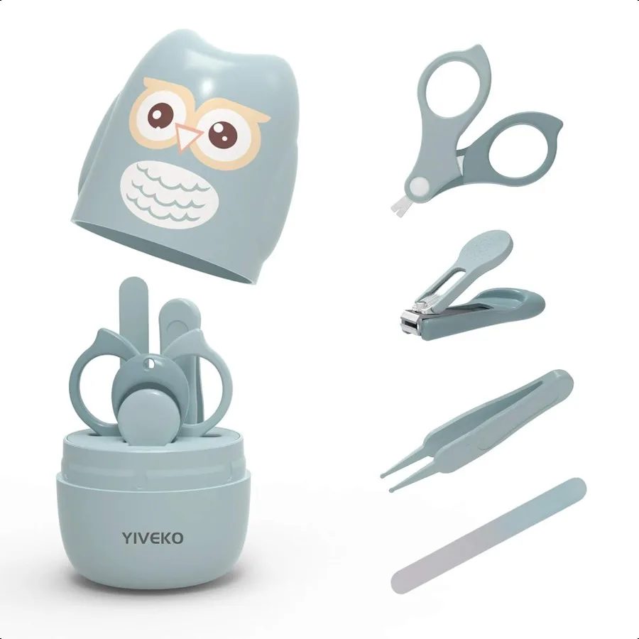 

Baby Nail Kit 4in1 Baby Nail Care Set with Cute Case Baby Nail Clipper Scissor Nail File and Tweezer Baby Manicure Kit and Pedi