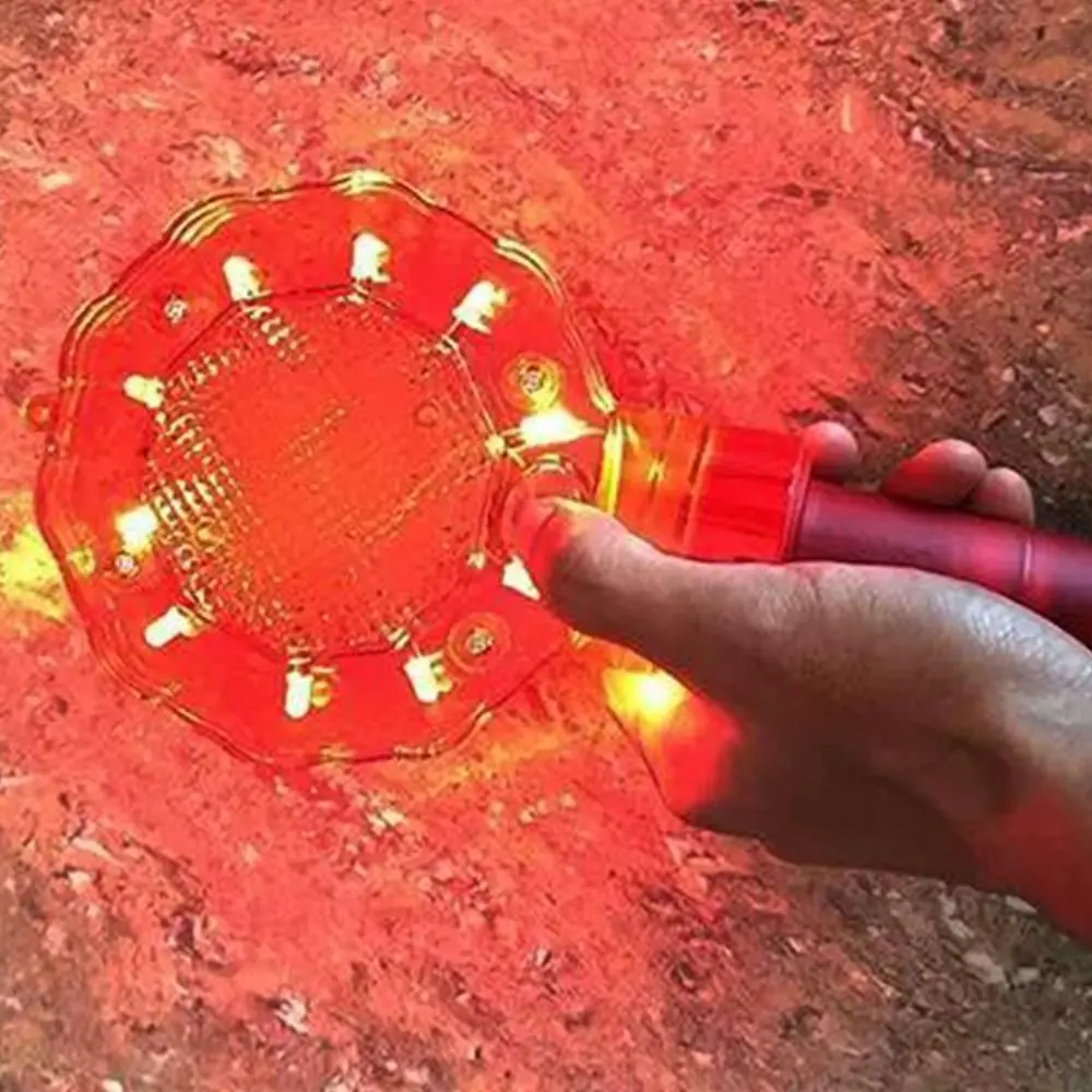 Red Plum Blossom Warning Light Handheld Safety Traffic Safety Signal Beacon Portable Universal LED Strobe Light