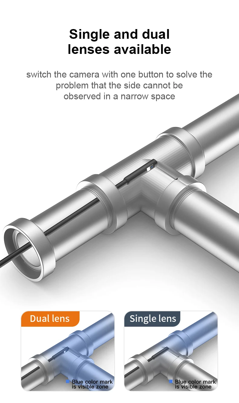 الشركة المصنعة الجديدة فحص Borescope الصناعي 2MP 5 بوصة IPS شاشة 5.5 مللي متر عدسة مزدوجة 1 متر إصلاح صلب