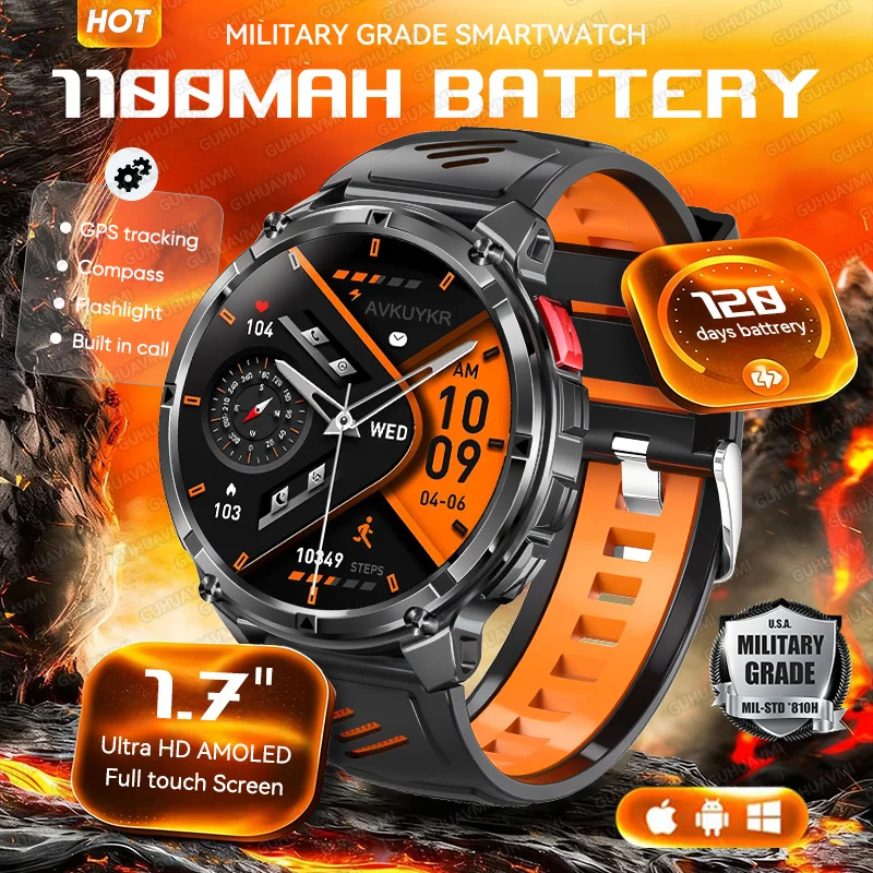 2026 New Military 1100mAh Large Battery Smart Watch 1.7