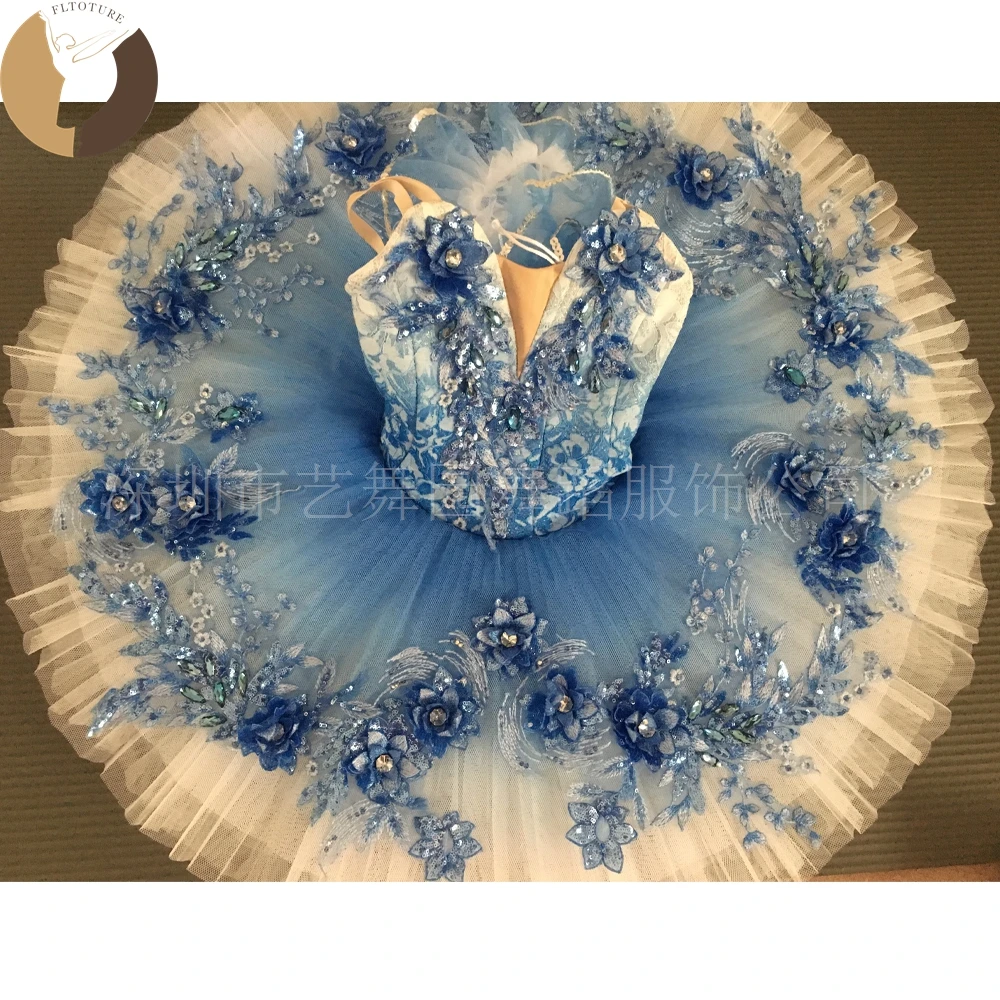 

FLTOTURE YN0205 High Quality Professional Women Girls Elastic Ballet Variations Blue Bird Competition Tutu Skirt