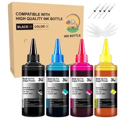 3U 4*100ML Universal Refill Ink Bottle Kit Black Cyan Magenta Yellow for Epson for Canon for HP for Brother All Inkjet Printer