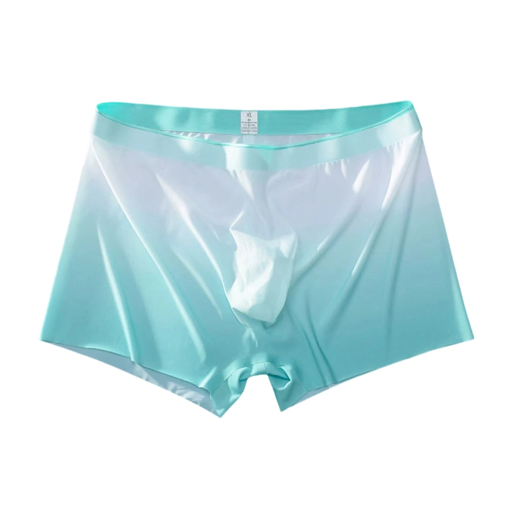 Men Seamless Trunks Breathable Boxer Shorts Ice Silk Lingerie Extreme Men's Panties Gay Gradient Color 3D Bulge Pouch Underwear