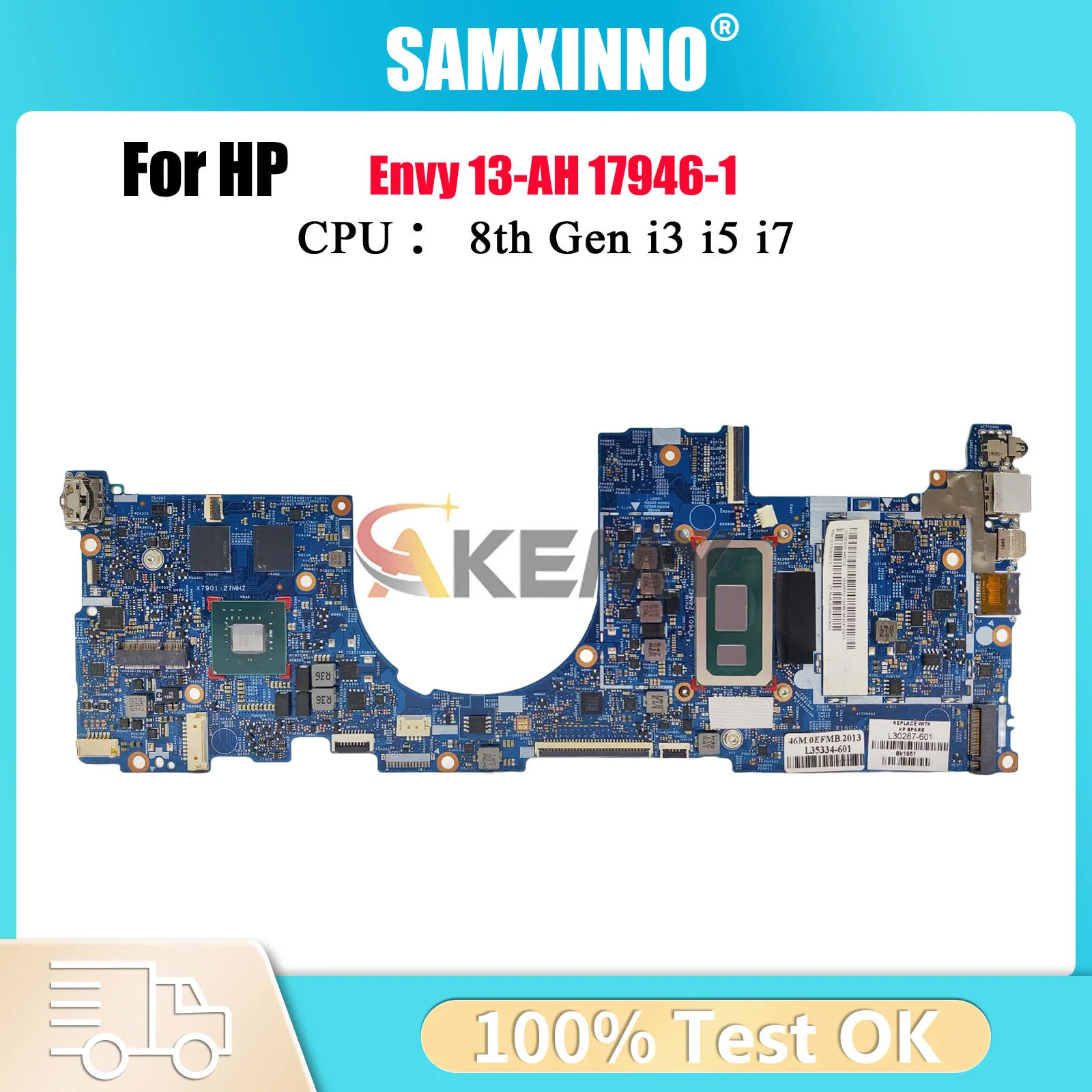

17946-1 L30287-601 L30285-601 с графическим процессором i5-8265U i7-8565U MX150 для материнской платы ноутбука HP Envy 13-AH, 100% полностью протестировано