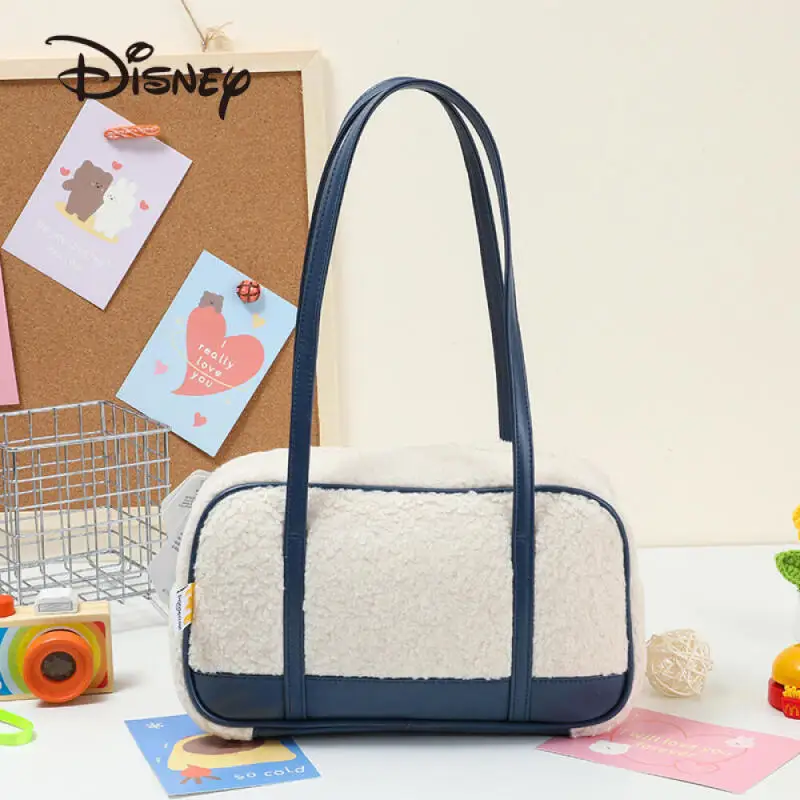 Nuevas llegadas de invierno, bolso de felpa para axila de Disney Zootopia, bolsos de moda informales para mujer, bolso de Material mixto de PU de felpa de dibujos animados de Nick Wilde
