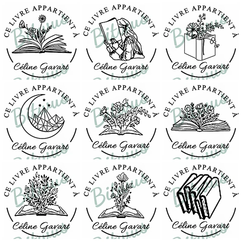 ex libris Tampon de livre personnalisé, tampon de nom personnalisé, auto-encreur de la bibliothèque de, ce lcustom library stamp