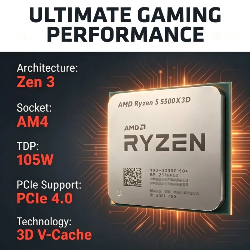 R5 5500X3D CPU Upgrade from AMD R5 5500X3D 6 Cores 12 Threads 4.0GHz AM4 Processor