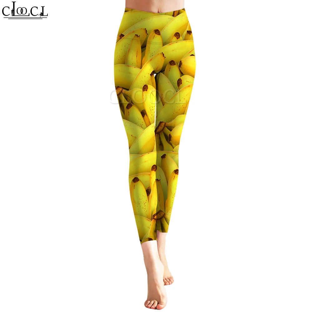 CLOOCL Pantalones para Mujer Estampado de plátano Push Up Fitness Cintura Alta Entrenamiento Leggings Sexy Yoga Gimnasio Entrenamiento Pantalones de Poliéster