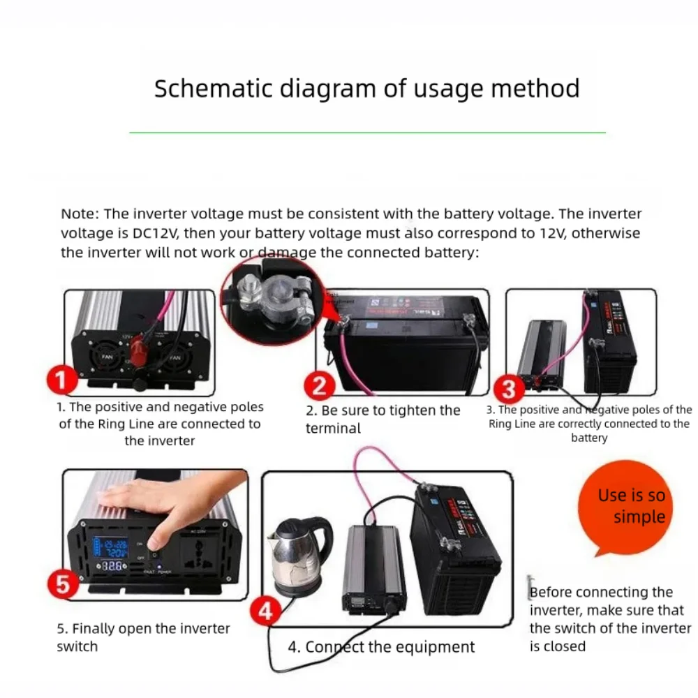 Inverter 12v 220v Pure Sine Wave 1000W 1600W 2200W 3000W DC 12v To AC 220V Portable Power Supply Converter Car Solar Inverter